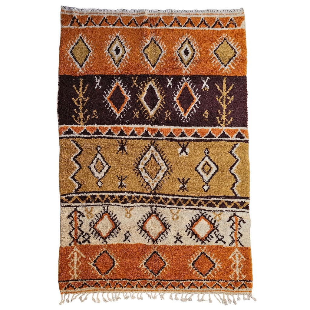 One-of-a-Kind Moroccan Berber Wool Rug – Terracotta & Brown | 5.4 × 8.2 ft