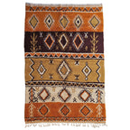 One-of-a-Kind Moroccan Berber Wool Rug – Terracotta & Brown | 5.4 × 8.2 ft