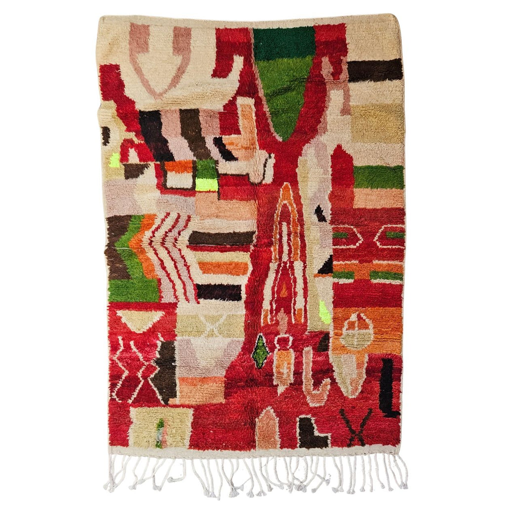 One-of-a-Kind Boujaad Moroccan Wool Rug – Colorful Abstract Berber Rug | 4.4 × 6.6 ft