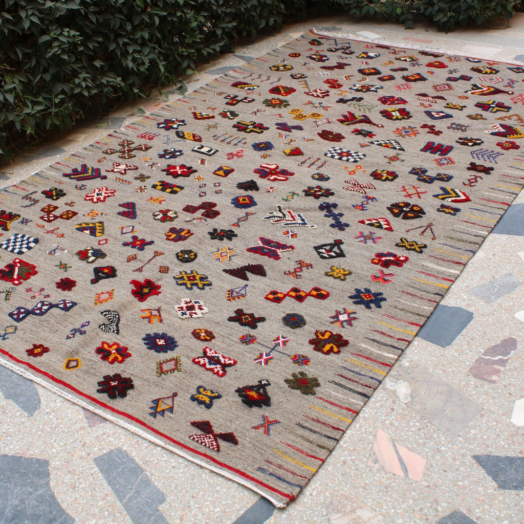 Handmade Taznakht Flatwoven Rug 6x10 ft – Colorful Moroccan Berber Wool Rug