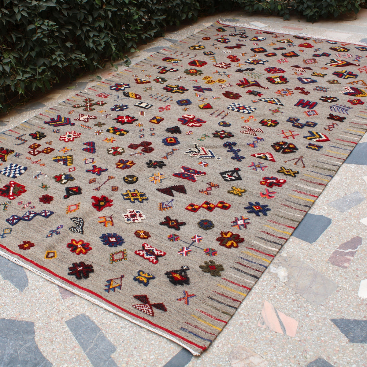 Handmade Taznakht Flatwoven Rug 6x10 ft – Colorful Moroccan Berber Wool Rug